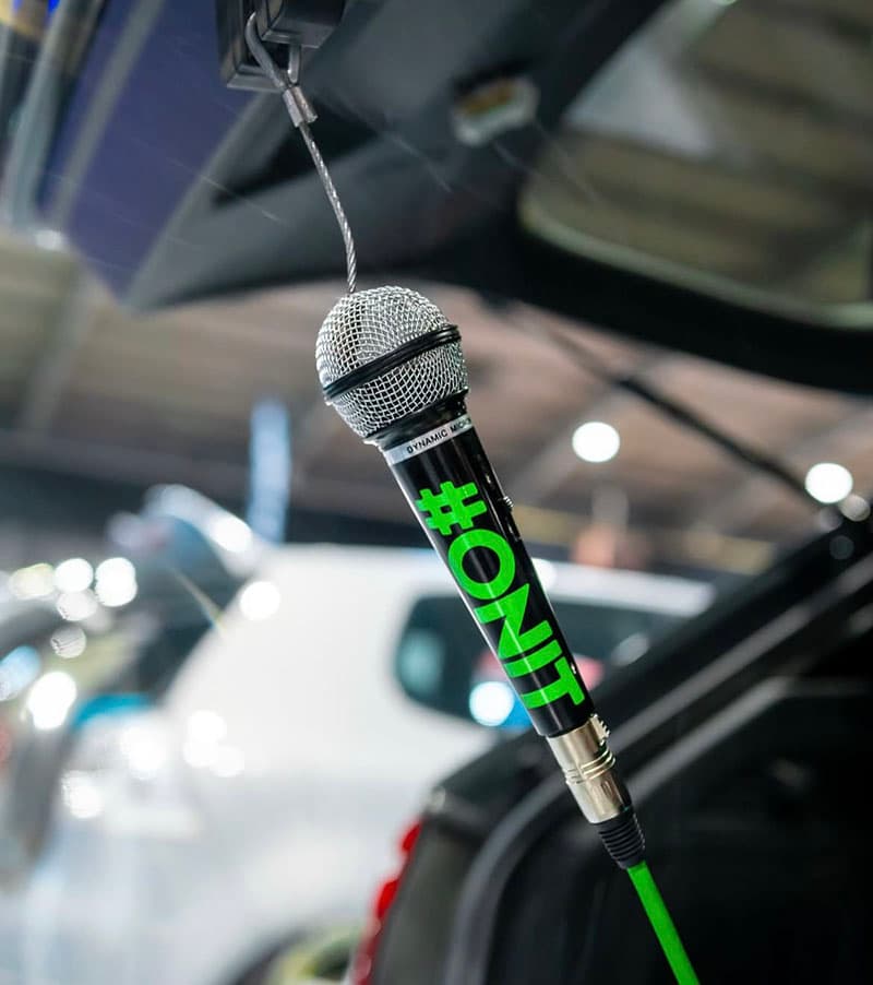 Stuart Hammond’s 2016 Audi A3 S line Sportback 2.0L TDI with working microphone. The mic features Calvin’s car diaries logo, ‘ONIT’, as the Audi won Best Modified at the CCD event in 2023, personally chosen by YouTuber Michael Shublacker.
